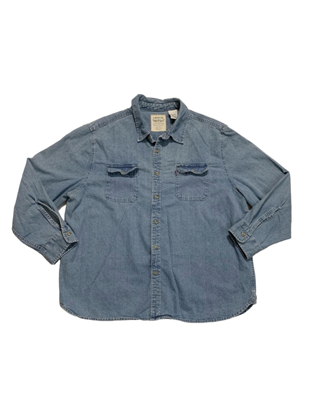 Levi's Denim Medium Wash Button Up 100% Cotton Men's Collared Long Sleeve Shirt